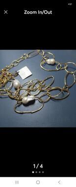 vintage 24k plated real pearl vertical necklace